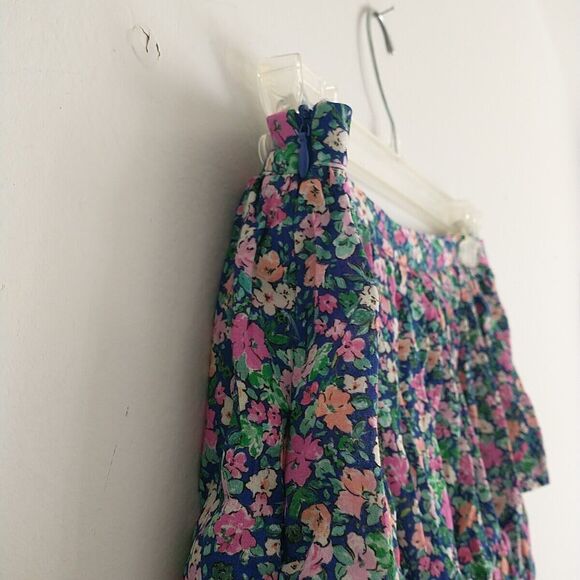 ZARA High Waist Ruffle Mini Bermuda Skort Skirt Shorts M Floral Print Cottagecor - Picture 4 of 8